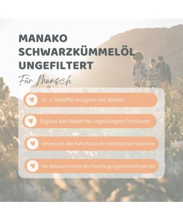Manako Unfiltered Black Cumin Oil - Cold Pressed & 100% Pure 250ml Glass Bottle | International Shipping Available - Buy Online on GoSupps.com