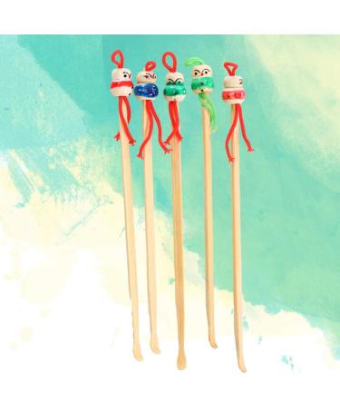 Bamboo Ear Curette Set - Chinese Doll Head Earwax Remover and Toiletry Tool for Home - 5Pcs Natural Wood Ear Cleaning Tools - Buy Online on GoSupps.com