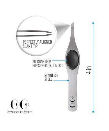 Premium Eyebrow Tweezers for Women and Men - Slant Tip Stainless Steel Tweezers with Brow Brush - Ideal for Ingrown Hair, Facial Hair, and Chin Hair Removal - Precision Brow Plucking Tool (1 pack) - Buy Online on GoSupps.com