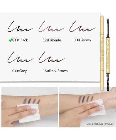 Dual-Sided Rapid Brow Eyebrow Pencil Set - Fine Tip Sweatproof Brow Pen with Combs (Black, 2 Pcs) - Buy Online on GoSupps.com