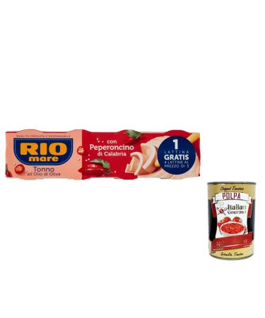 24x Rio mare Tuna in olive oil with Calabrian chilli pepper Tuna in olive oil with Calabrian chilli pepper 80 g + Italiaanse gourmet pulp 400 g