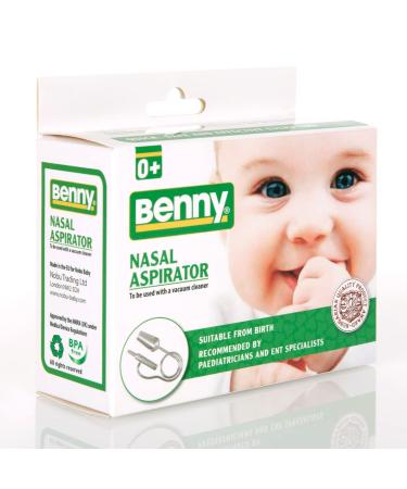 Benny Nasal Aspirator - The Most Effective Nose Cleaner for Sinus Congestion Cold and flu. Safe  Gentle and Fast Nose Suction for Newborns Children Even for 7yrs