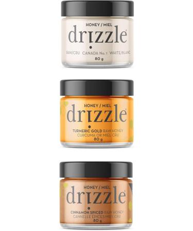 Drizzle Raw Honey Taster Trio Gift Set - Includes White Raw Turmeric Gold Raw and Cinnamon Spice. - 100% Raw Pure Honey - Gluten-Free Paleo-Friendly (Pack of 2) 3 x 80g Taster Trio 80 g (Pack of 6) - Buy Online on GoSupps.com