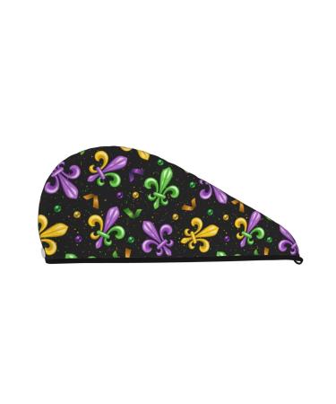 Mardi Gras Carnival4 Microfiber Hair Towel Soft Super Absorbent Hair Towel Wrap for Women Coral Velvet Quick Dry Hair Cap for Long Curly and Thick Hair