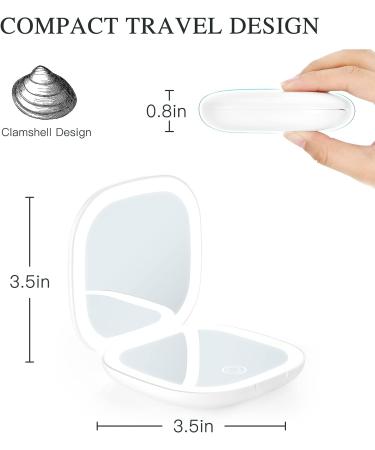 DTBG Compact Travel Makeup Mirror 1X/10X Magnifying Touch Screen LED Cosmetic Mirror (White) - Buy Online on GoSupps.com