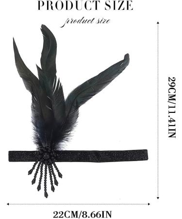 Handcess 1920s Flapper Feather Headband Black Feather Beaded Headband Women's Vintage Flapper Headpiece 20's Theme Cocktail Hair Accessories for Costume Prom Carnival Theme Party - Buy Online on GoSupps.com
