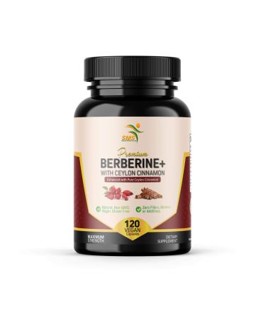 SMSHEALTHPRODUCTS.com Premium Berberine HCL 1200mg True Ceylon Cinnamon 120 Capsules Berberine HCI Root Supplement for Immune Support and Overall Wellness