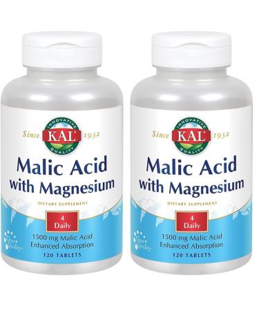 Kal Malic Acid with Magnesium Tablets 120 Count (Pack of 2)
