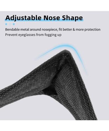 50 pcs TOSSI Black Face Masks with Ear Loops 3-ply Non-woven Disposable Comfortable & Breathable with Adjustable Metal Nose Strip - Buy Online on GoSupps.com