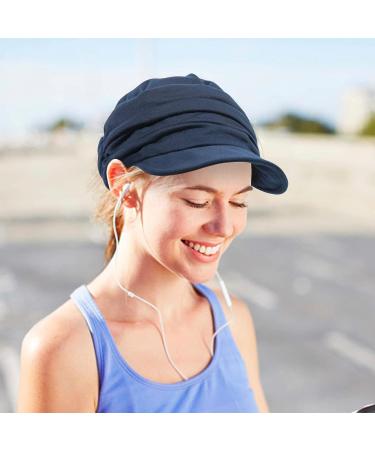 ColorSun Women's Soft Cotton Newsboy Cabbie Cap Beret Hat in Navy Blue - Stylish Painter Visor Baseball Cap - Buy Online on GoSupps.com