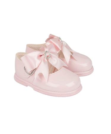 Early Days Baypods H035 with Large Bow First Walker Baby Shoes Made in The Softest Faux Leather Made in England 3 UK Child Pink Patent