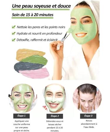 Yofesty - 10 Clay Masks - Face - Organic Natural - Rose Avocado Dead Sea Eggplant Green Tea - Moisturizing Absorbing Brightening Anti-aging - Normal Combination Dry Oily Skin - Travel & Gift - Buy Online on GoSupps.com