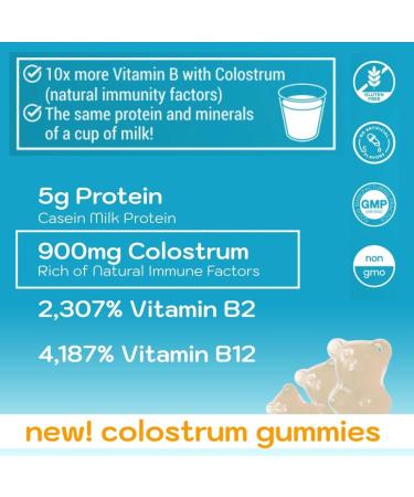 Colostrum supplement | 3-in-1 Bovine Colostrum Proteins Minerals for women and kids for strong bones & immunity| Grass Fed Milk Protein Immunoglobulins Vitamin B Complex | Sugar Free Gummies 60 ct - Buy Online on GoSupps.com