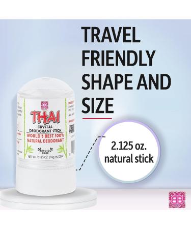 Thai Crystal Deodorant Stone Stick 2.125 Oz. All Natural Potassium Alum Deodorant Lavender Scent - No Animal Testing or Chemicals by The Beauty Box - Buy Online on GoSupps.com