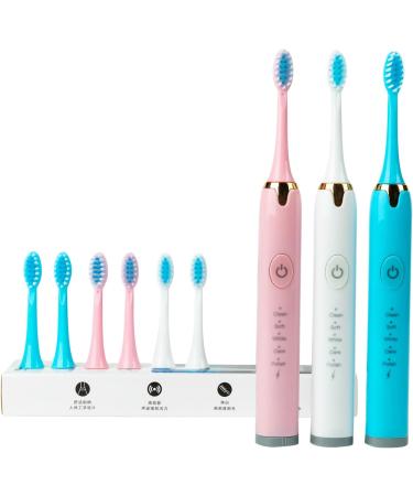 Portable Battery Powered Rechargeable Toothbrush - Teeth Whitening 4 Brush Heads 2 Piece Set (White & Pink) - International Shipping Available - Buy Online on GoSupps.com