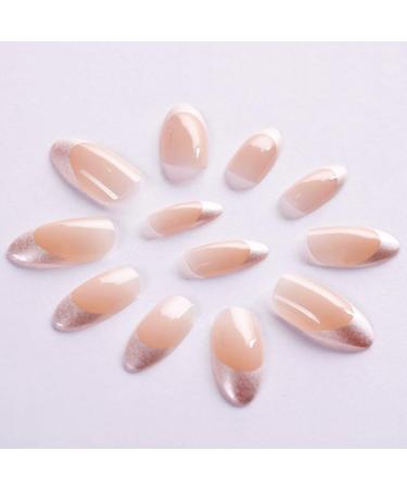 Bling Art Almond False Nails Fake Stiletto White Hearts 24 Acrylic Long Tip Glue - Buy Online on GoSupps.com