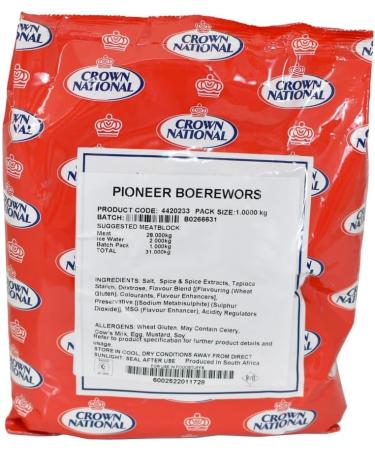 Crown National Pioneer Boerewors Meat Seasoning 1kg - South African Bilton Spice - Buy Online on GoSupps.com