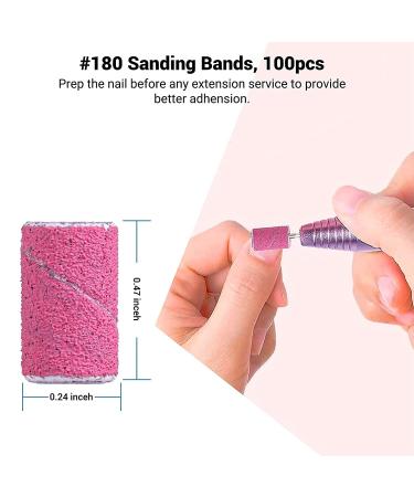 Melodysusia 100st Grinding Sleeve Cap - 180 Grit Nail Miller Attachment & Mandrel for Manicure Pedicure Nail Art & Care (Pink) - Buy Online on GoSupps.com