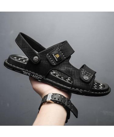 MLLM Unisex Summer Indoor Housls Outdoor Leisure Beach Shoes Men Soft bottomless slipper black A_40 Non-slip flat slide sandals