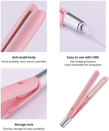 Rechargeable Flat Iron Curler - USB Travel Hair Straightener with Temperature Control | Professional Long & Short Hair Styling - Buy Online on GoSupps.com