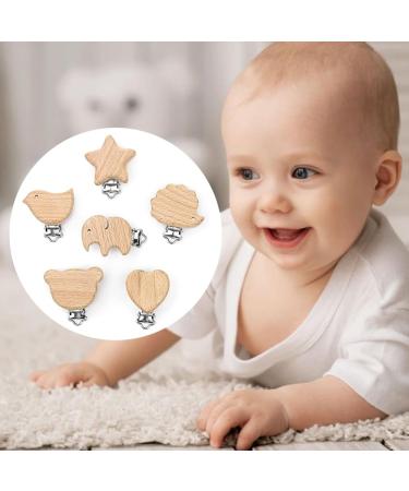 Premium Wood Pacifier Clips Set - 6 Pieces | Durable & Safe Baby Pacifier Clips - Buy Online on GoSupps.com