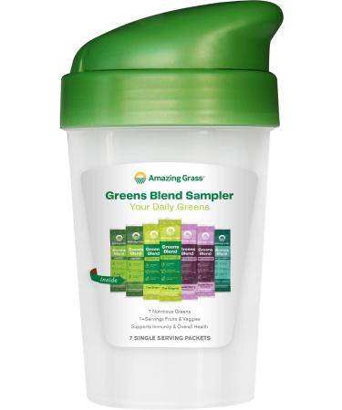 Amazing Grass Green Superfood Shaker Cup and 7 Flavors of Green Superfood 1 - 20 oz Cup 7 Packets (7 g) Each