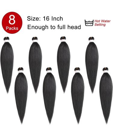XTREND 16 Inch Natural Black EZ Braids 8Packs Pre-Stretched Easy Braiding Hair Extensions for Box Braids Hair Hot Water Setting Synthetic Fiber Hair Extensions 1B# 16 Inch (Pack of 8) 1B# - Buy Online on GoSupps.com