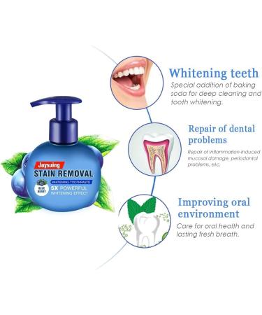 NVYUE Press Toothpaste Baking Soda Whitening Toothpaste - Stain Removal & Cleaning Power, Fluoride-Free (Blueberry Flavor) - Buy Online on GoSupps.com