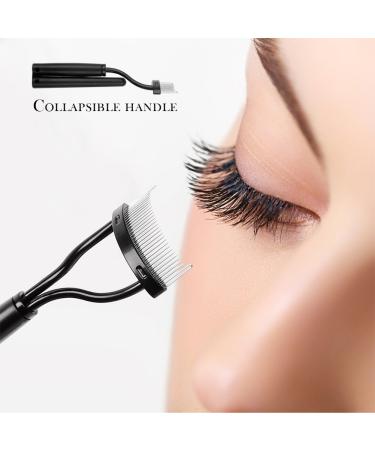 DUcare Eyelash Comb & Eyebrow Brush with Cover | Arc Designed Mascara Applicator and Definer - Black Folding Cosmetic Tool - Buy Online on GoSupps.com