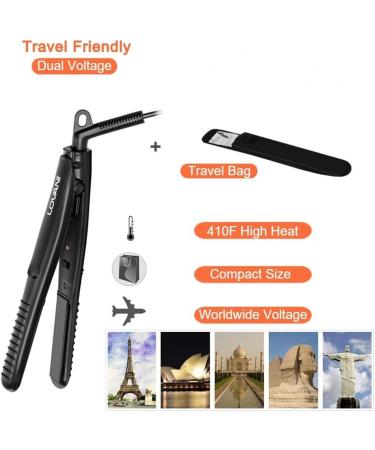 LOVANI Mini Flat Iron - Nano Titanium, Dual Voltage, 0.5 Inch Hair Straightener + Heat Resistant Travel Bag - Buy Online on GoSupps.com