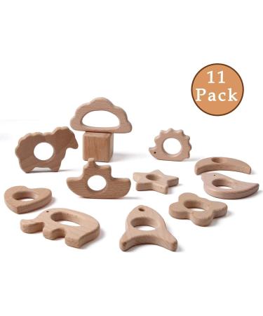 Natural Wood Teethers for Babies - DIY Necklace and Bangles for Soothing Gum Pain | Molar Teething Relief with Bird, Elephant, Sheep, Moon, and More - Buy Online on GoSupps.com