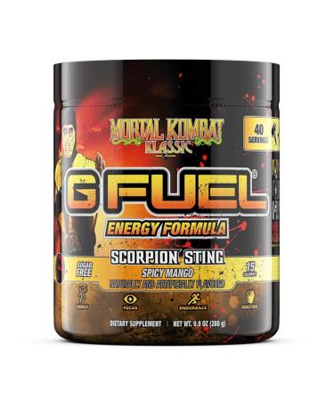 G Fuel Mortal Kombat Klassic Scorpion Sting Energy Powder Sugar Free Clean Caffeine Focus Supplement Water Mix Spicy Mango Flavor Focus Amino Vitamin + Antioxidant Blend 9.9 oz (40 Servings)