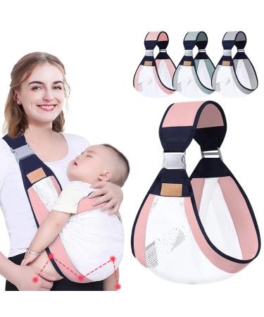 HINATAA Breathable Baby Sling Adjustable Baby Carrier Baby Carrier Wrap Quick Dry Thick Shoulder Straps for 0-36 Months Baby (Pink b)