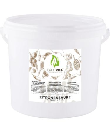 Greatvita Citric Acid Monohydrate Powder 5kg | Pure E330 Food Quality Acidic Agent for Descaling Cleaning Baking | 1 Pack - Ideal for Cooking - Buy Online on GoSupps.com