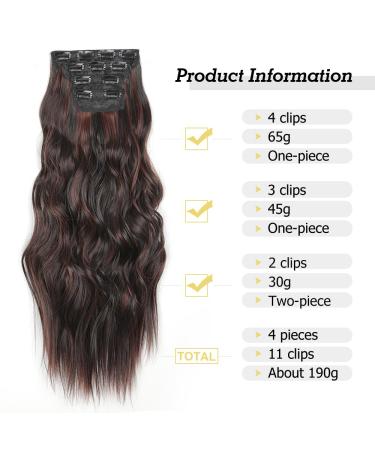 YDDM 24-Inch Wavy Clip-In Hair Extensions | Realistic Synthetic Hair | 4PCs Affordable Hairpieces for Women - Buy Online on GoSupps.com