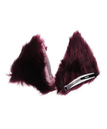 FRCOLOR 1 Pair Cat Ears Hairpin Cat Ear Fluffy Hairclip Halloween Hair Clip for Women Girl Hair Clips Fluffy Ears Hairclip Headphone Headband Hair Accessories Purple Flannel Lolita