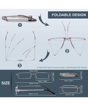 Amorays Foldable Metal Reading Glasses +1.50 Gray | Portable Anti-Blue Light Readers with Hard Case for Men & Women - Shop Now! - Buy Online on GoSupps.com