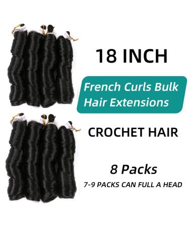 Mtmei French Curly Braiding Hair for Box Braids 8 Packs 18 Inch 100G/Pack - Nature Black Synthetic Spiral Curl Extensions for Women - Buy Online on GoSupps.com