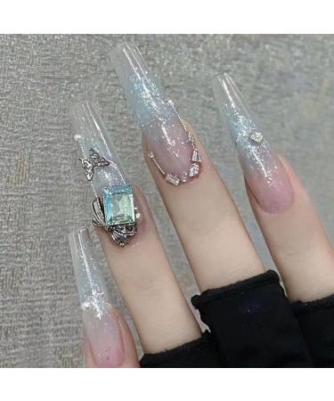 Temperament manicure summer mint through blue pure hand-made removable nail patch.(S)