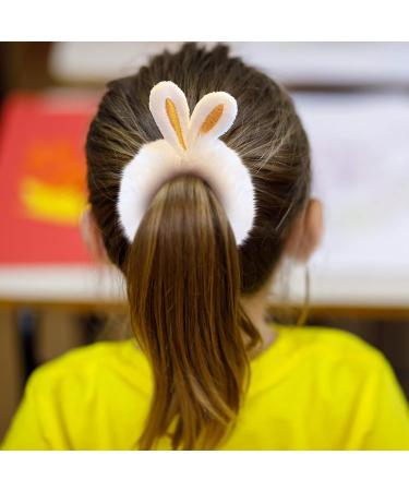 Easter Bunny Hair Ties - Cute Furry Elastic Accessories in Candy Colors | 1 PC White Rabbit Ear Bands - Buy Online on GoSupps.com