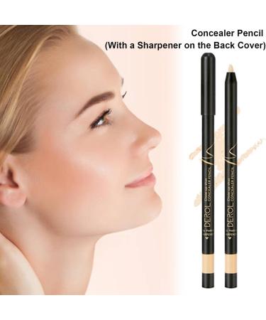 Concealer Pencil 4 Colors Waterproof Concealer Highlighter Stick with Sharpener Cosmetic Foundation Coverage for Eye Dark Circles Spot Scar Redness Sillervan B - Buy Online on GoSupps.com