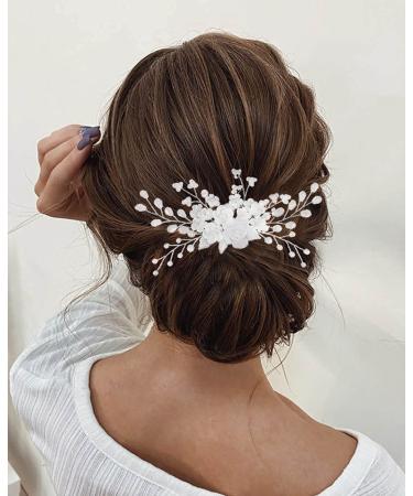 Edary Bridal Wedding Hair Comb | Silver Flower Headpiece with Rhinestones & Crystals - Elegant Hair Accessories for Women & Girls - Buy Online on GoSupps.com