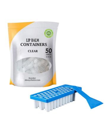 Niktule chapstick containers empty tube lip balm container tray kit with filling tray and spatula 50 clear lip balm crafting kit for women girls diy lipstick self -made lip balm