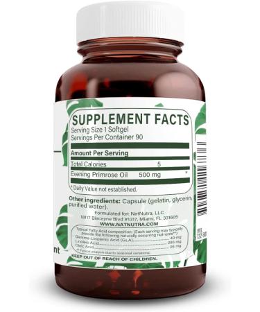 Natural Nutra Evening Primrose Oil Supplement 500mg - 90 Softgels, Reduce Acne, Support Nerve and Heart Health, Promote Skin Clarity - 90 Count - Buy Online on GoSupps.com
