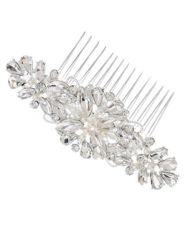 Ipetboom 1pc Flower Side Hair Comb Wedding Comb Teasing Combs for Women Rhinestone Hair Comb for Women Bridal Hair Comb Wedding Hair Comb Pearl Hair Comb Pearl Side Comb Alloy Bride Hairpin