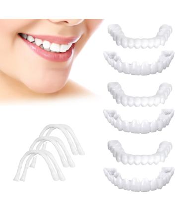 Fake Teeth-6 PCS Cosmetic Denture Veneers for Upper and Lower Jaw- Natural Shade Fake Veneer-Denture Decorations for Christmas and Daily Life 6 PCS