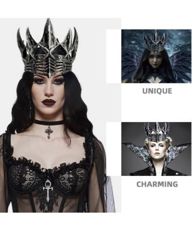 GALPADA Gothic Crowns for Women Men Tiara Queen King Crown Witch Hair Headpiece Headwear Accessories Carnival Costume Prop for New Year Christmas Prom Party Silver - Buy Online on GoSupps.com