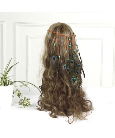 Minkissy Peacock Spring Headband | Bohemian Hippie Gypsy Vintage Feather Hair Band for Women & Girls | Perfect for Carnival & Festival - Buy Online on GoSupps.com