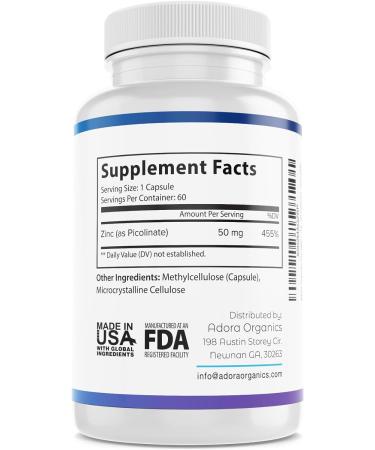 Biodora Zinc High Potency Supplement - 50mg Per Serving, 60 Capsules - Vegan, Non-GMO Vitamins for Skin Health & Immune Support - Buy Online on GoSupps.com