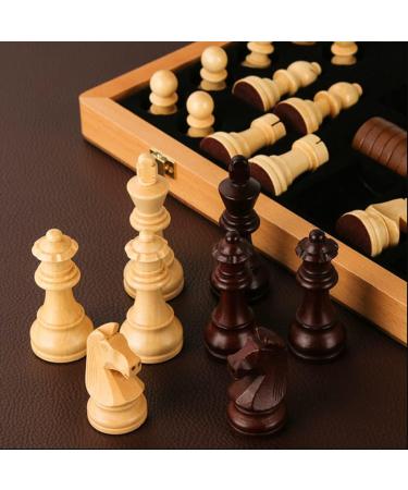Chess Set 2 in 1 Portable Chess Set and Checkers Classic with Folding Wooden Chessboard and Storage Slots Board Game (Size : 42cm) (42cm) - Buy Online on GoSupps.com